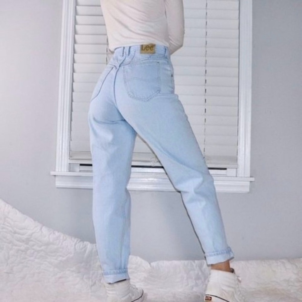 Lee Mom Jeans Classic Super Hi-Rise 80's Vintage Light-Wash ~ Perfect Condition - Picture 13 of 16